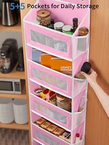 JARLINK Over the Door Organizer for Pantry, Bathroom, 5 Shelf Pink, 2 Pack