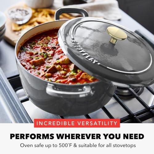 GreenPan x Bobby Flay 5.5QT Enameled Cast Iron Dutch Oven With Lid, Slate