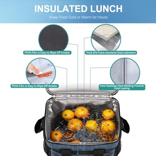 iknoe Insulated Lunch Bag, Foldable 8.5L Cooler Bag for Men & Women, Lunch Box