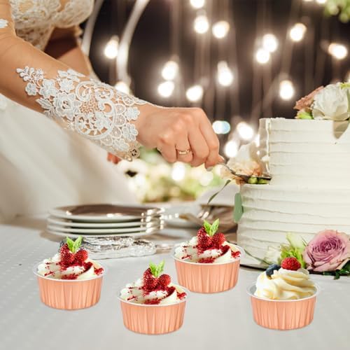 LNYZQUS 5oz Dot Cake Cups with Dome Lids, Cupcake Tins Mini Cake Pans