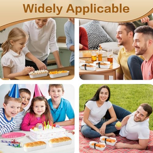Mini Loaf Pans With Lids And Spoons 100 Pack,6.8 Oz Rectangle Mini Individual Cake Tins, Disposable Small Aluminum Foil Baking Pans, Baking Containers for Party and Picnics (White)