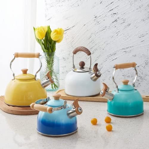 ROCKURWOK Tea Kettle 1.6 Qt Tea Kettles Stovetop Whistling Fast Boil, Blue