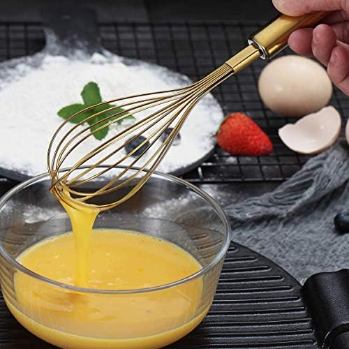 Berglander Colorful Whisks Set - Stainless Steel 8" Gold, 10" Rose Gold, 12" Rainbow Wire Whisks for Cooking