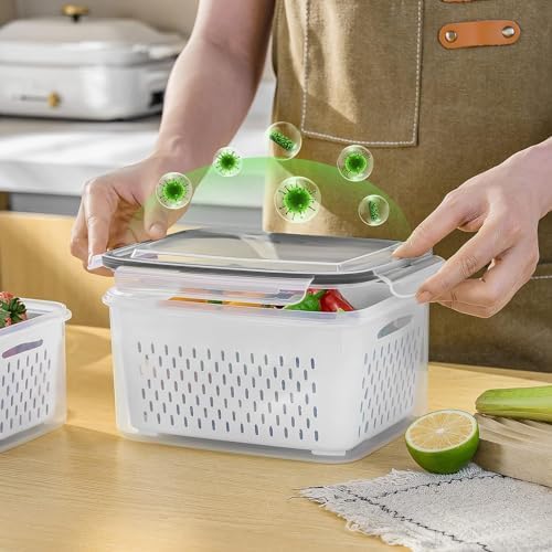 Freshmage Fruit Storage Containers for Fridge with Removable Colander 6 pcs