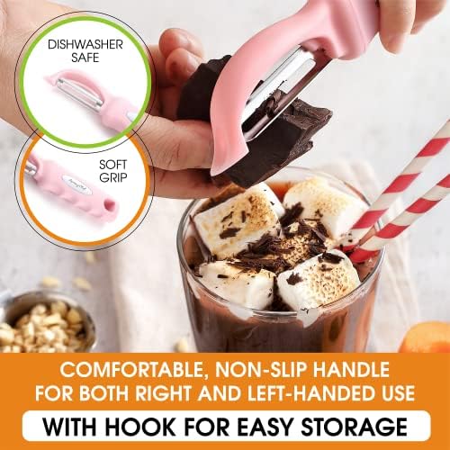 Spring Chef Swivel Vegetable Peeler with Soft Grip Handle, Pink Lemonade