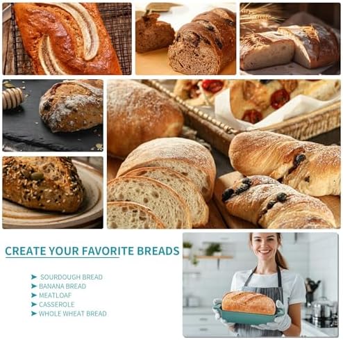 Blisswave Cast Iron Bread Pan with Lid - 2-in-1 Dual Set, Includes 2 Bread Mats - Bread Baking Pan for Homemade Bread, Cakes, Patties - Even Heating - 2-Piece Set (Lake Blue)
