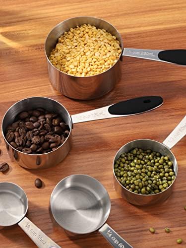 JOYHILL Measuring Cups and Spoons Set 304 Stainless Steel 10-Piece Black