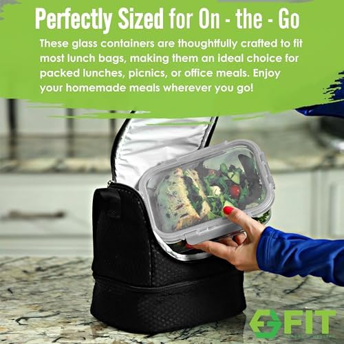 Glass Meal Prep Containers 1 & 2 & 3 Compartments, Airtight, 35 oz, 3 Pack