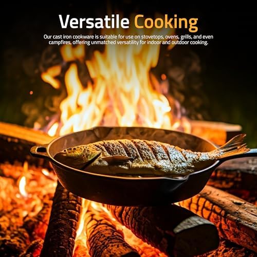 Utopia Kitchen Cast Iron Skillet 12 Inch Pre-Seasoned PFAS-Free Black