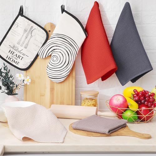 Homaxy 100% Cotton Waffle Weave Kitchen Dish Cloths 18-Pack, Mixed Color