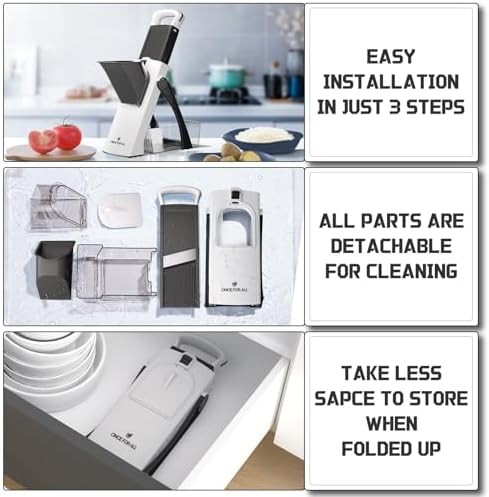 ONCE FOR ALL Safe Mandoline Slicer Plus, Bigger Size, Potato Slicer, Black