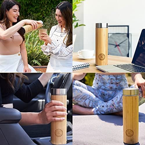 LeafLife Premium Bamboo Tea Tumbler with Infuser for Loose Leaf Tea