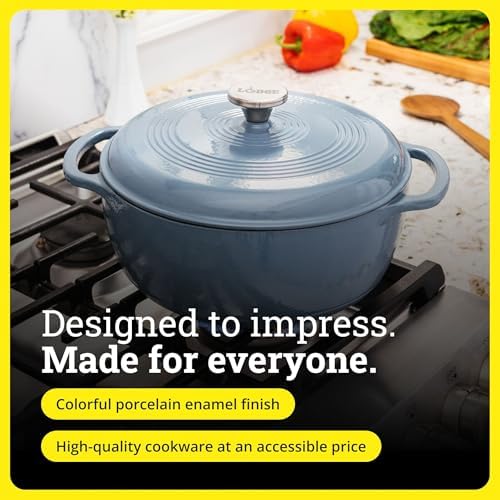 Lodge Essential Enamel Cast Iron Dutch Oven, 6 Quart, Storm Blue