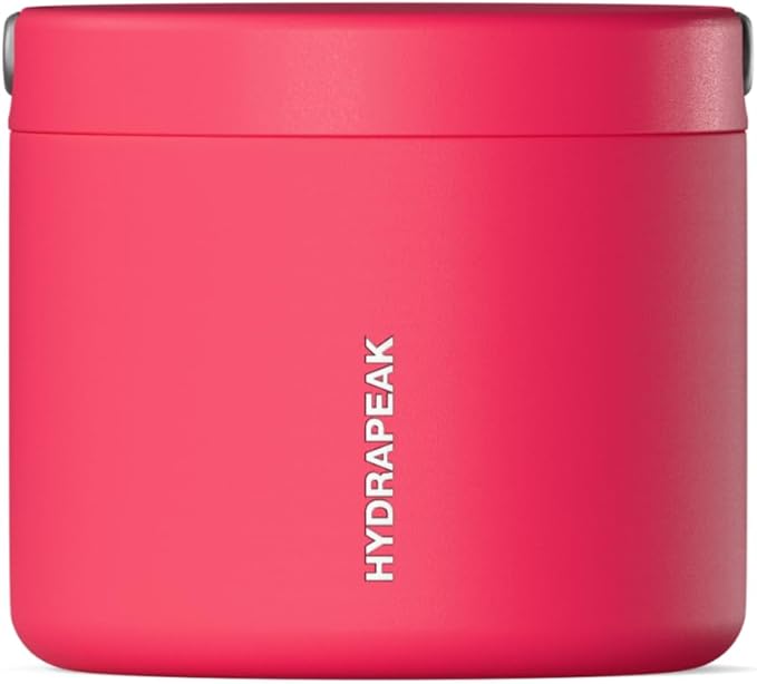 Hydrapeak 18oz Stainless Steel Vacuum Insulated Food Jar | Hot Food and Cold Food, Wide Mouth Leak-Proof Soup for Adults, 10 Hours Hot and 16 Hours Cold (Hot Pink)