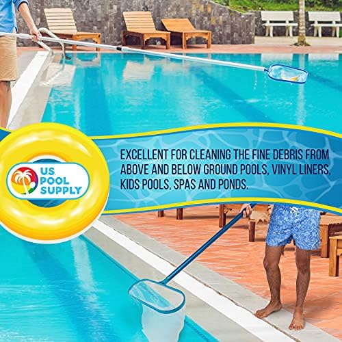 U.S. Pool Supply Pro Swimming Pool Leaf Skimmer Net and Leaf Rake Net Set