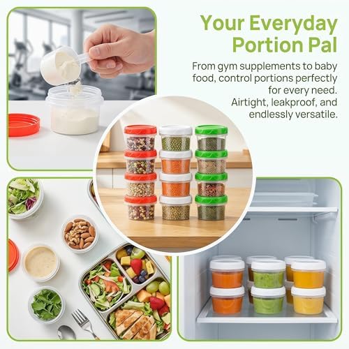 EONJOE 4oz Airtight Plastic Food Storage Containers with Lids, 12pcs