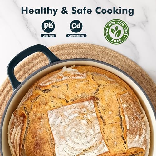 SENSARTE 5.5QT Enameled Cast Iron Dutch Oven Pot with Lid&Cotton Potholders