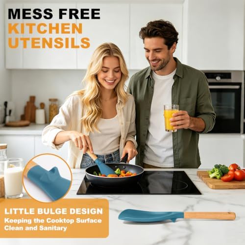 2 Pack Silicone Cooking Spoon for Nonstick Cookware, Silicone Spatula Spoon
