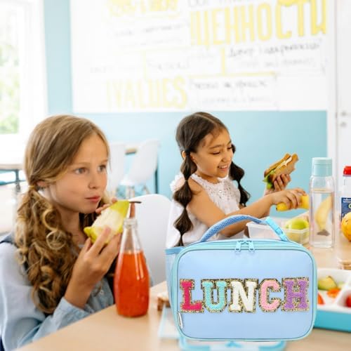 GYEUKHAM Insulated Lunch Box for School, Thermal Reusable Durable Freezable Lunch Bags for Kids Boys Girls Men Women - Small Soft Cooler Portable Lunch Tote Kit for Work Picnic Travel,Blue Alphabet