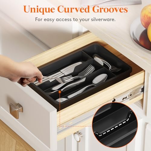 Lifewit Silverware Drawer Organizer Tray, Cutlery Storage for Kitchen