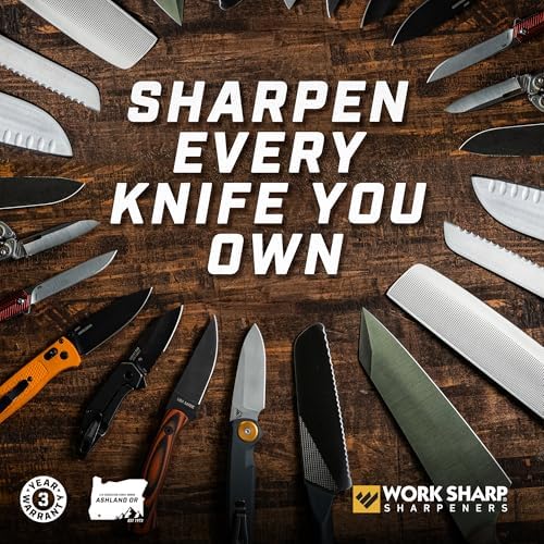 Work Sharp MK2 Electric Knife Sharpener & Replacement Belts – Adjustable 2-Speed Knife Sharpening System for Kitchen Knives, Pocket Knives, Scissors, Axes & Garden Tools