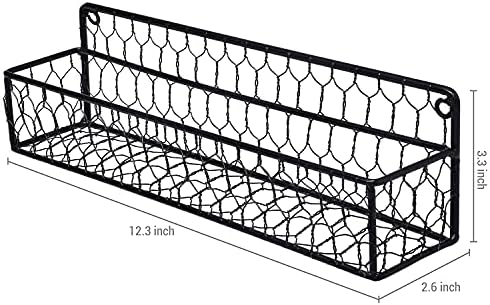 MyGift Black Chicken Wire Hanging Spice Rack for Wall Organize Seasoning and Condiment Jar Holder, Set of 4