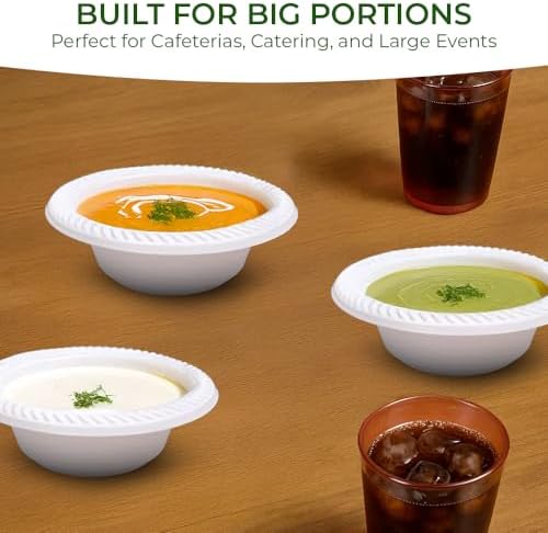 Betta 5 Oz Disposable Plastic Small Dessert Bowls, White, 800 Count, Bulk Case for Schools, Breakrooms and Cafeteria, Microwave Safe (8 Pack Per Box x100)