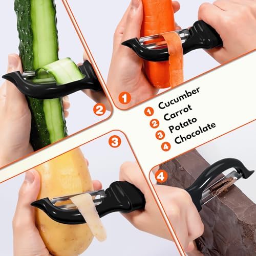 Swivel Vegetable Peeler Soft Comfort Handle Sturdy Long-Lasting 2Pcs Black