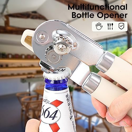 Beneno Heavy Duty Hand Can Opener Manual with Magnet Lid Remover, Beige