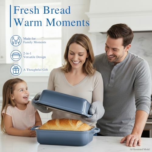11x5 Inch Cast Iron Loaf Pan with Lid, Sourdough Bread Baking