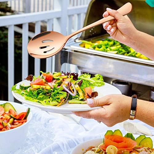 LIANYU 6-Piece Large Copper Serving Spoons, Rose Gold Serving Utensil Set
