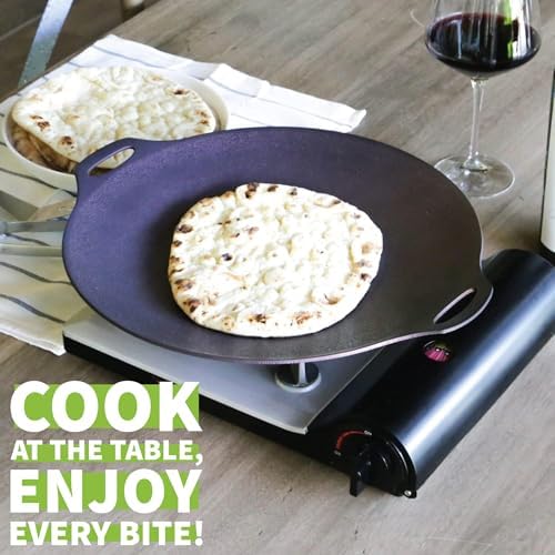 TECHEF - 14-inch Nonstick Round Griddle Grill Pan for Korean BBQ/Teppanyaki Pan, Tawa, Roti Pan/Induction Ready/Made in Korea (14-in)