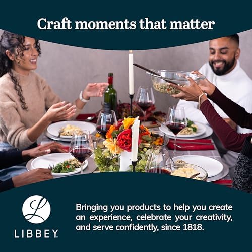 Libbey Baker’s Basics 5 Piece Glass Baking Dish Set with 1 Lid, Stackable, Clear Versatile Casserole Dish Set, Baking Glassware Set for Food Prep