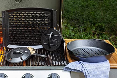 Lodge Pre-Seasoned Cast Iron Rectangle Grill Topper, 15 Inches