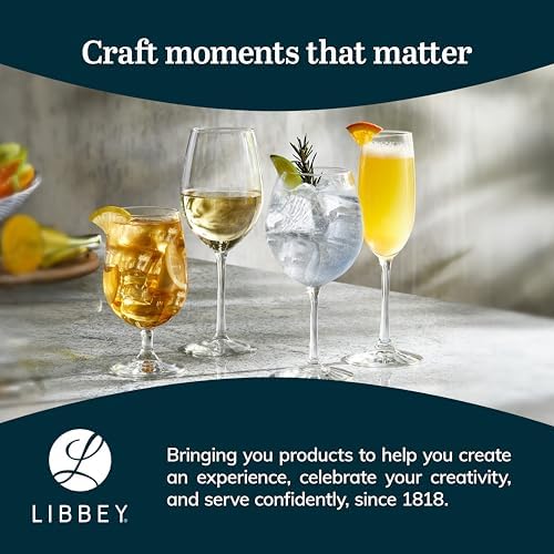 Libbey Entertaining Essentials Stemmed Water Glasses, Clear Multi-Purpose Water Goblet Set of 6, Dishwasher Safe 16 oz Goblet Glasses for Parties
