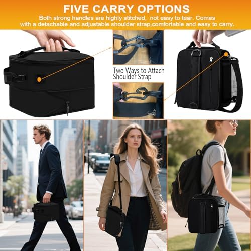 Expandable Lunch Box Insulated Lunch bag for Men Teen Kids Boys Adult Portable Stylish Double-Capacity Lunchbox Special Design for Working Office school Picnic (Black Expandable 10L)
