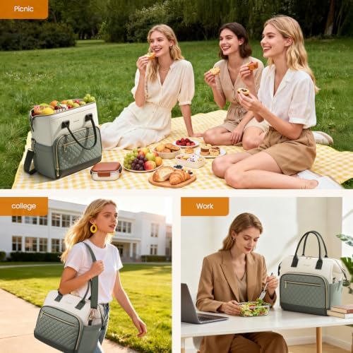 LOVEVOOK Lunch Bag Women, Insulated Lunch Box for Women with Cup Holder