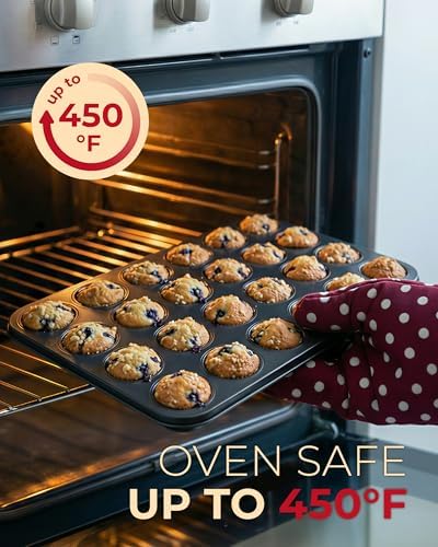 CARTMAN 24-Cup Mini Muffin Pan, Nonstick Carbon Steel Mini Cupcake Tin