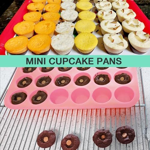 Silicone Mini Muffin Pan, 24 Cups Cupcake Pan, 2PCS