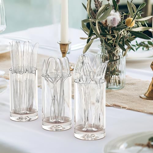 Dealusy 360 Count Extra Heavy Duty Clear Plastic Silverware