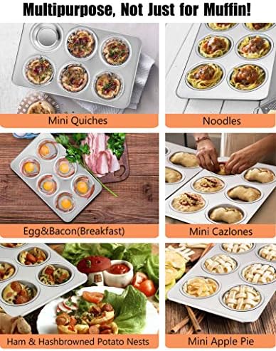 TeamFar 2 Packs Muffin Pan, Stainless Steel Muffin Cupcake Pan Tin Tray
