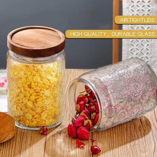 Vintage Glass Jar with Lid Airtight Candy Coffee Canister Food Storage Set