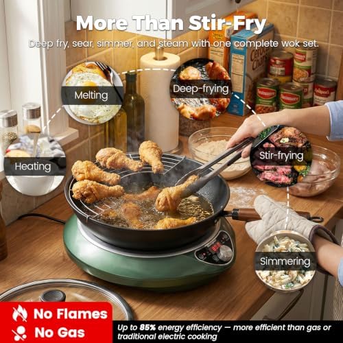 1700W Concave Induction Wok Burner, 120V Electric Wok Cooker