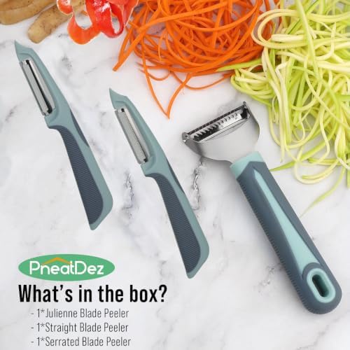 Julienne Peeler Vegetable Peeler with 4.8'' Long Silicone Handle