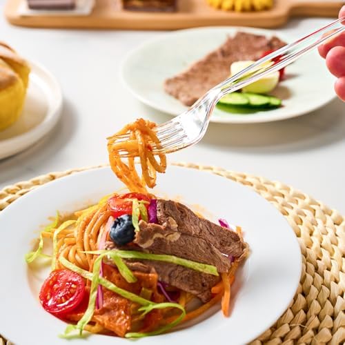FOCUSLINE 540 Clear Plastic Silverware, Heavy Duty Disposable Cutlery Set