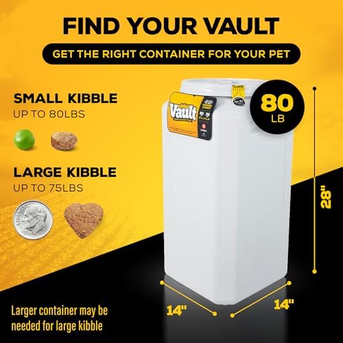 Vittles Vault Traditional Dog and Cat Food Container + Scoop, Gray, 80lbs