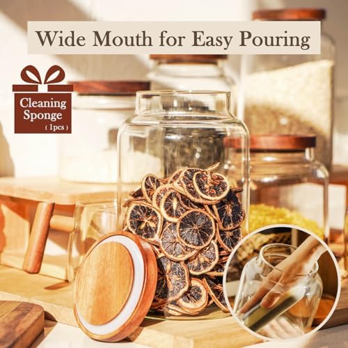 Labina Glass Jar with Wood Lid, Airtight Kitchen Storage Canister