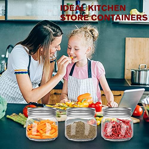 Glass Mason Jars, 8oz Regular Mouth Canning Jar with Airtight Lids, 8 Pack