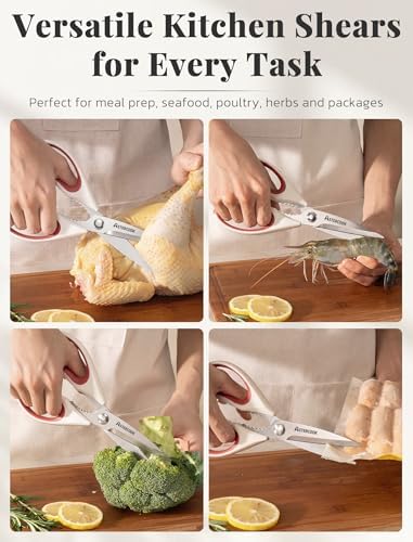 Astercook Kitchen Scissors, 3-Pack Heavy Duty Kitchen Shears with Stainless Steel Blades for Meat, Poultry, Herbs, Vegetables and Packaging, Dishwasher Safe