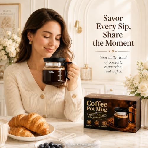 2 Pack 16oz Coffee Pot Mug,Mini Brew Coffee Pot Coffee Mug,with Leak-Proof Lid,Beautifully Gift‑Boxed,Ideal Coffee Gift for Coffee Lovers
